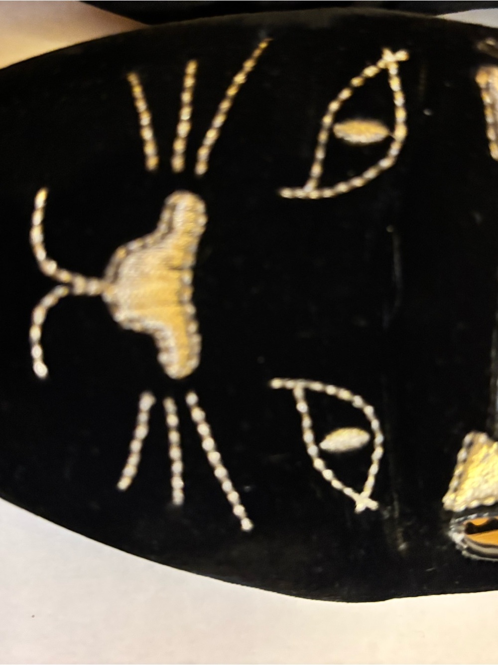 Charlotte Olympia Black Velvet Cat Face Embroidered Flats - Picture 6 of 7